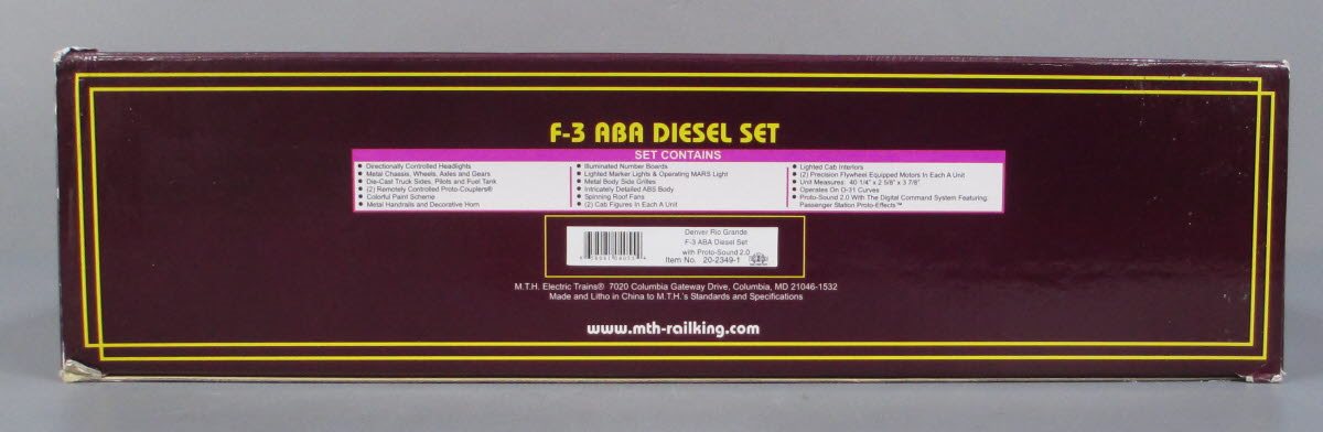 MTH 20-2349-1 O DRG F-3 ABA Diesel Engine Set w/PS2 #5519/5520 LN/Box