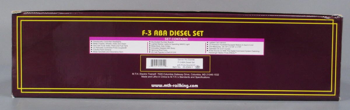 MTH 20-2349-1 O DRG F-3 ABA Diesel Engine Set w/PS2 #5519/5520 LN/Box