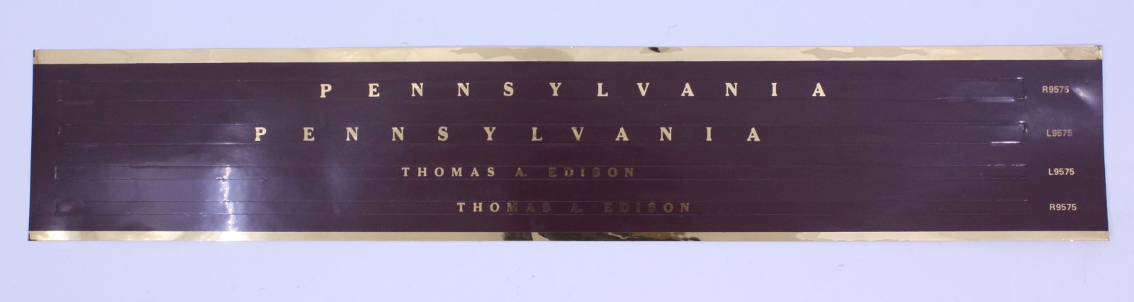 Lionel 9575-10 Thomas Edison Aluminum Passenger Car Decal Set