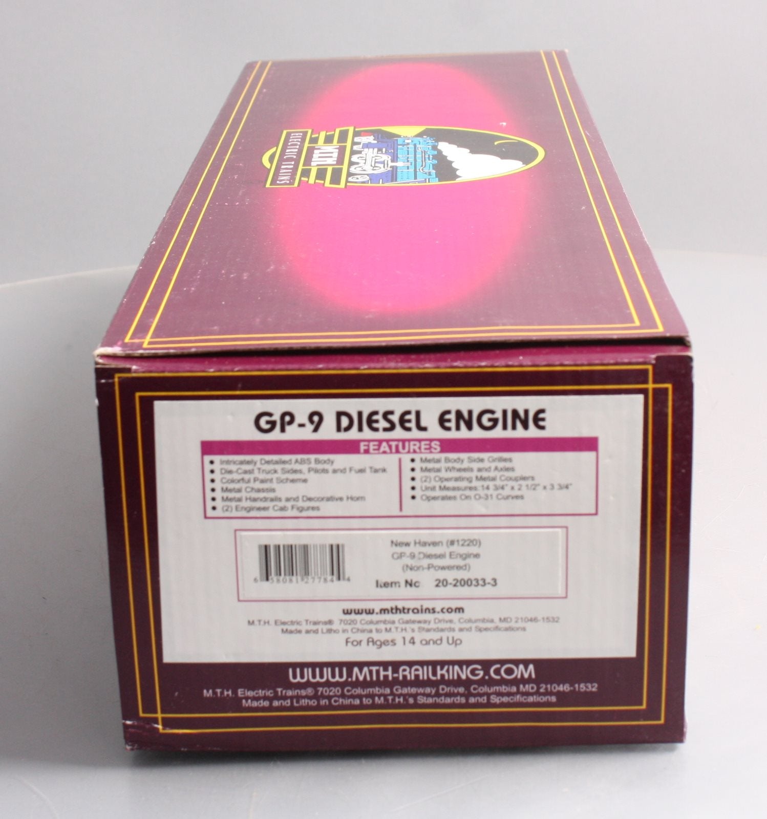 MTH 20-20033-3 O Gauge New Haven GP-9 Non-Powered Diesel Engine #1220