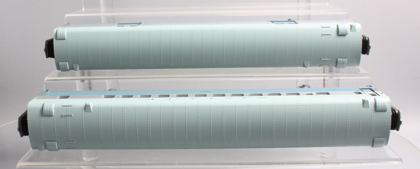MTH 20-69170 O Santa Fe Blue Goose 70' ABS Streamlined Baggage/Coach 2-Car Set LN/Box