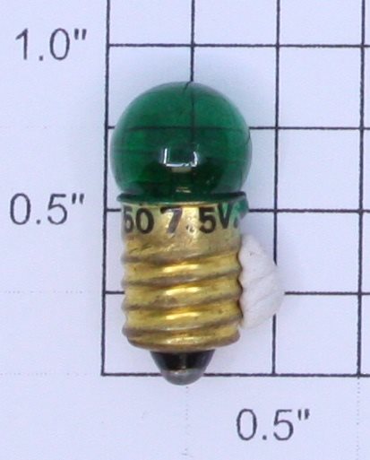 Lionel 50G 7.5 Volt Screw Transparent Green Small Globe Light Bulb