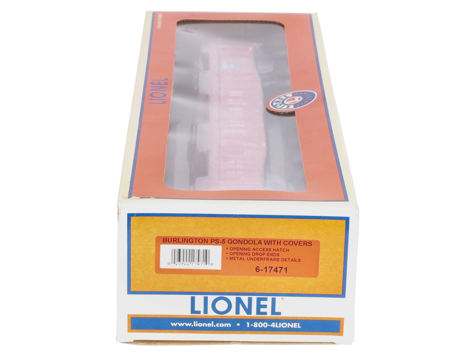 Lionel 6-17471 O Gauge Burlington PS-5 Gondola #83107 with Covers LN/Box