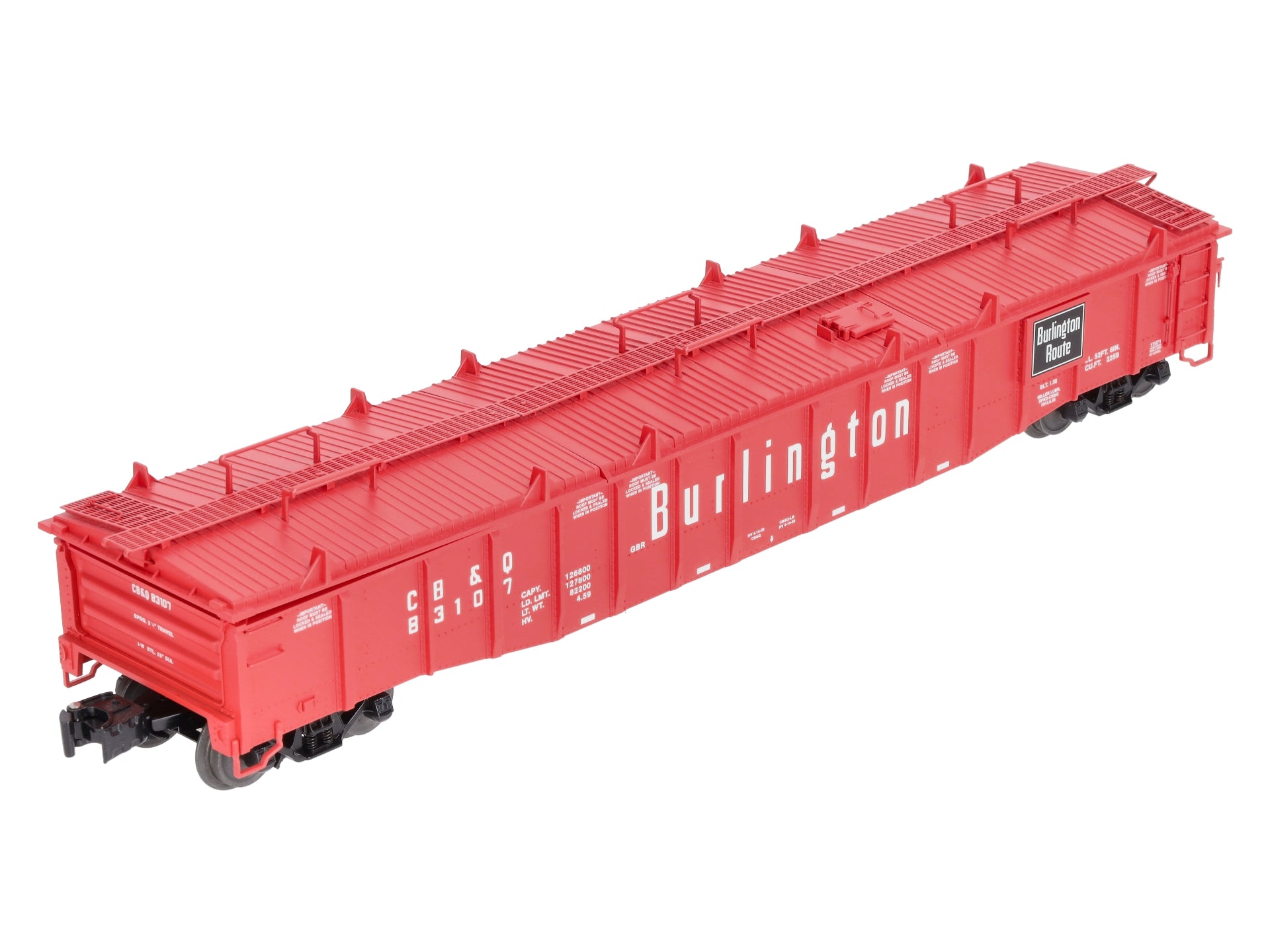 Lionel 6-17471 O Gauge Burlington PS-5 Gondola #83107 with Covers LN/Box