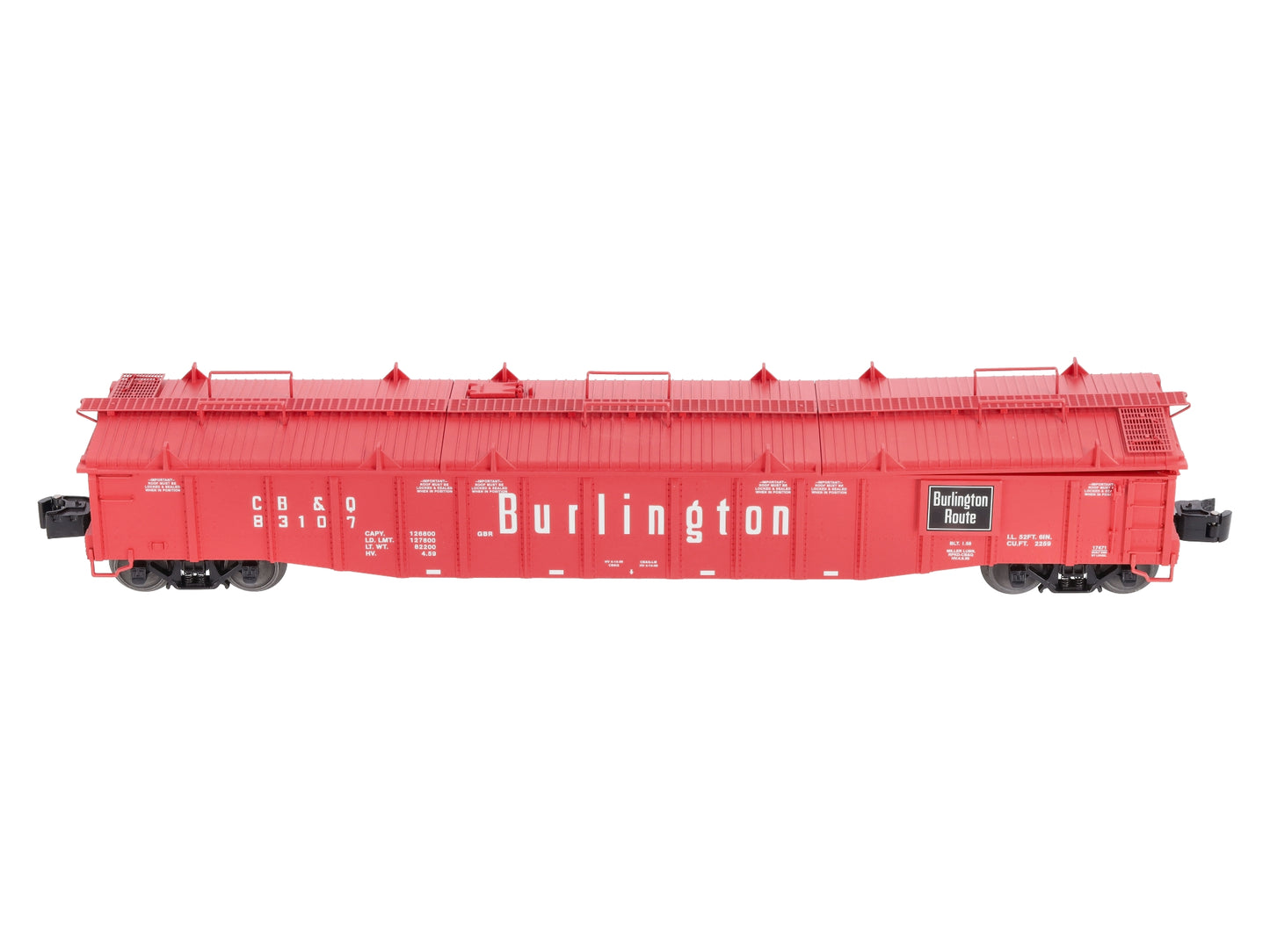 Lionel 6-17471 O Gauge Burlington PS-5 Gondola #83107 with Covers LN/Box