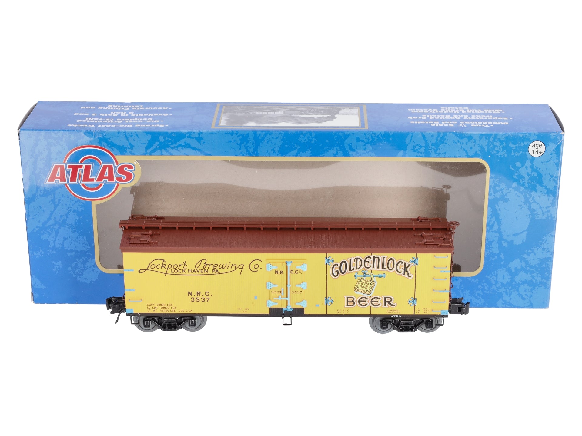 Atlas 3001580S O Gauge Goldenlock Beer 40' Wood Reefer #3537 (3-Rail) LN/Box
