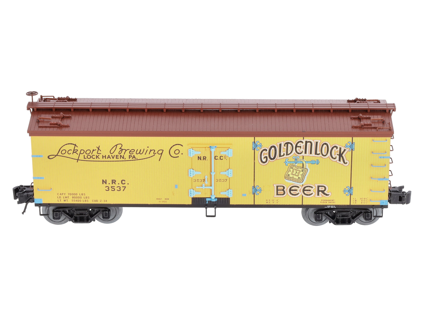 Atlas 3001580S O Gauge Goldenlock Beer 40' Wood Reefer #3537 (3-Rail) LN/Box