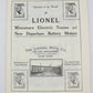 Lionel 1911-A Vintage Reprinted 1911 Lionel Catalog - MINT