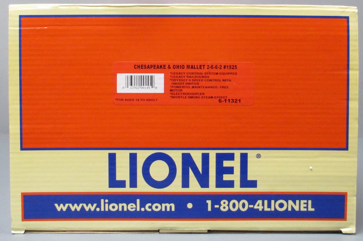 Lionel 6-11321 O Chesapeake & Ohio 2-6-6-2 Mallet Steam Locomotive #1525 LN/Box