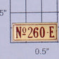 Lionel 260E-8B "No. 260-E" Brass Nameplate Sticker Adhesive