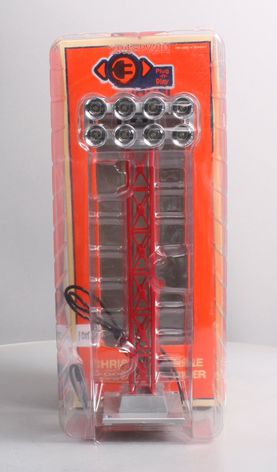 Lionel 6-82746 O Christmas Red Floodlight Tower w/8 Working Lights LN/Box