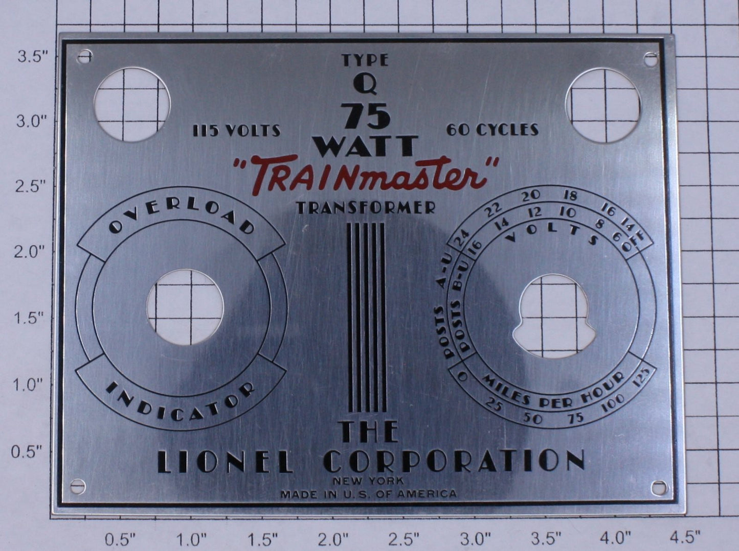 Lionel Q-75-1X Type Q Trainmaster 75 Watt Nameplate