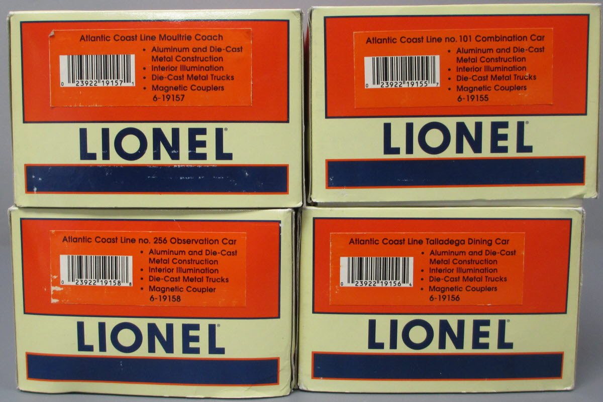Lionel 6-19154 O Scale Atlantic Coast Line Aluminum Passenger Cars (Set of 4) LN/Box