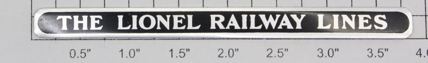 Lionel 385T-12 Nickel/Black "The Lionel Railway Lines" Nameplate w/ Adhsv