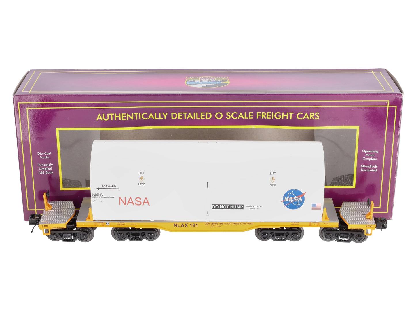 MTH 20-95187 O Gauge NASA Premier 47' TTX Heavy Duty Flat Car with Covered Load