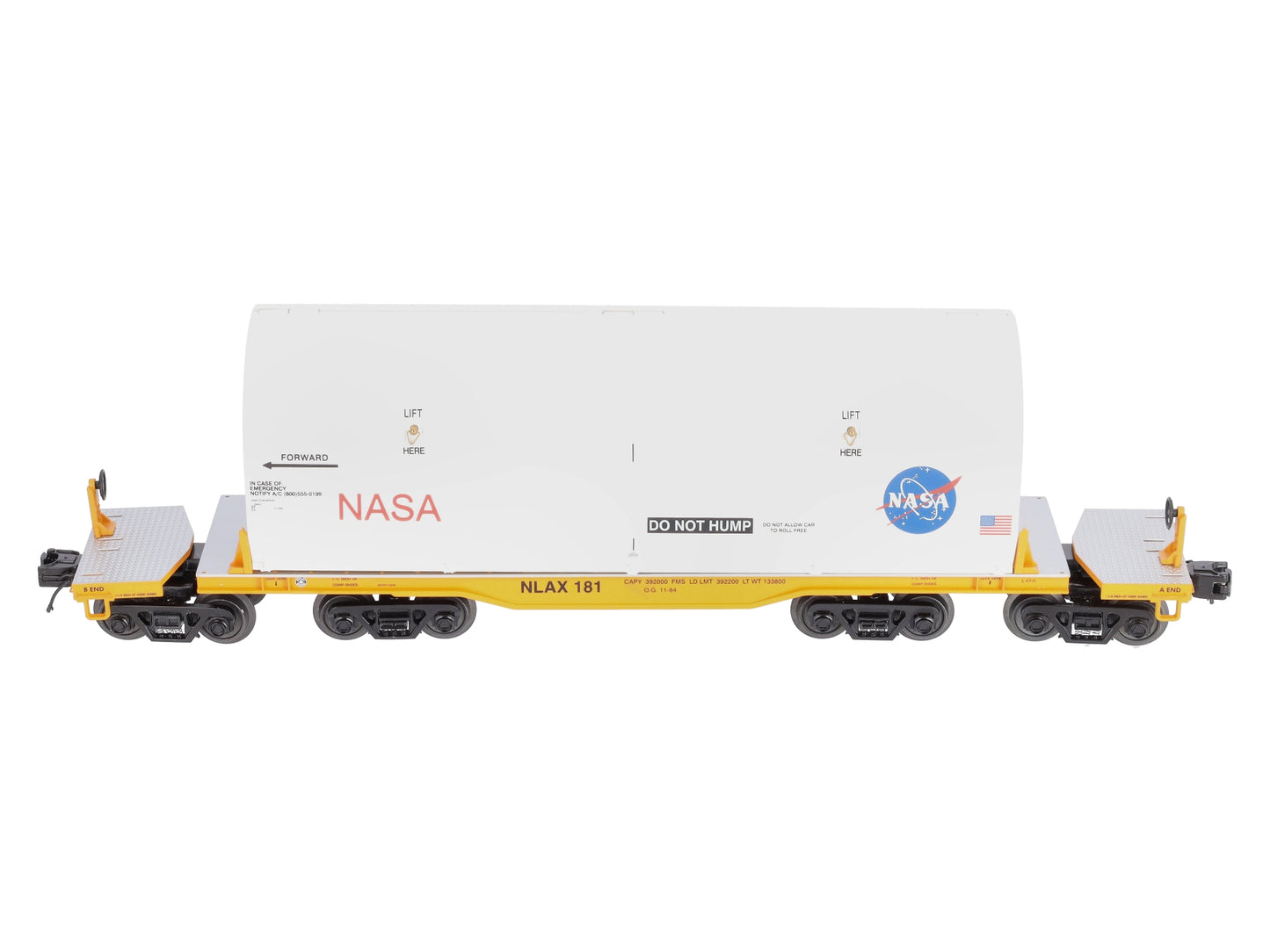 MTH 20-95187 O Gauge NASA Premier 47' TTX Heavy Duty Flat Car with Covered Load