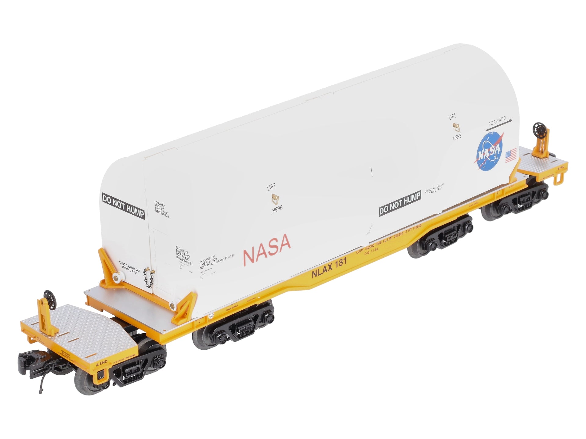 MTH 20-95187 O Gauge NASA Premier 47' TTX Heavy Duty Flat Car with