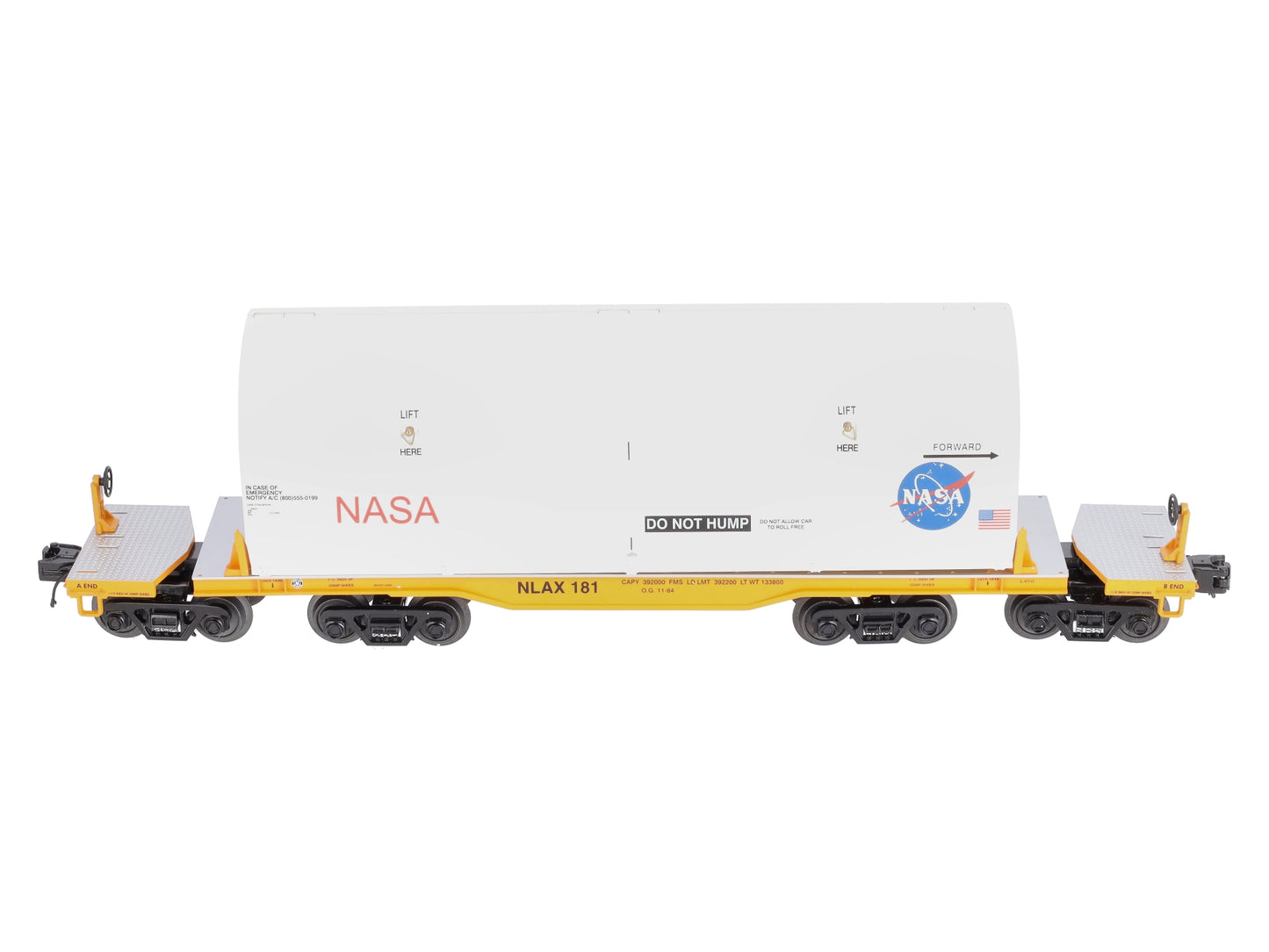 MTH 20-95187 O Gauge NASA Premier 47' TTX Heavy Duty Flat Car with Covered Load