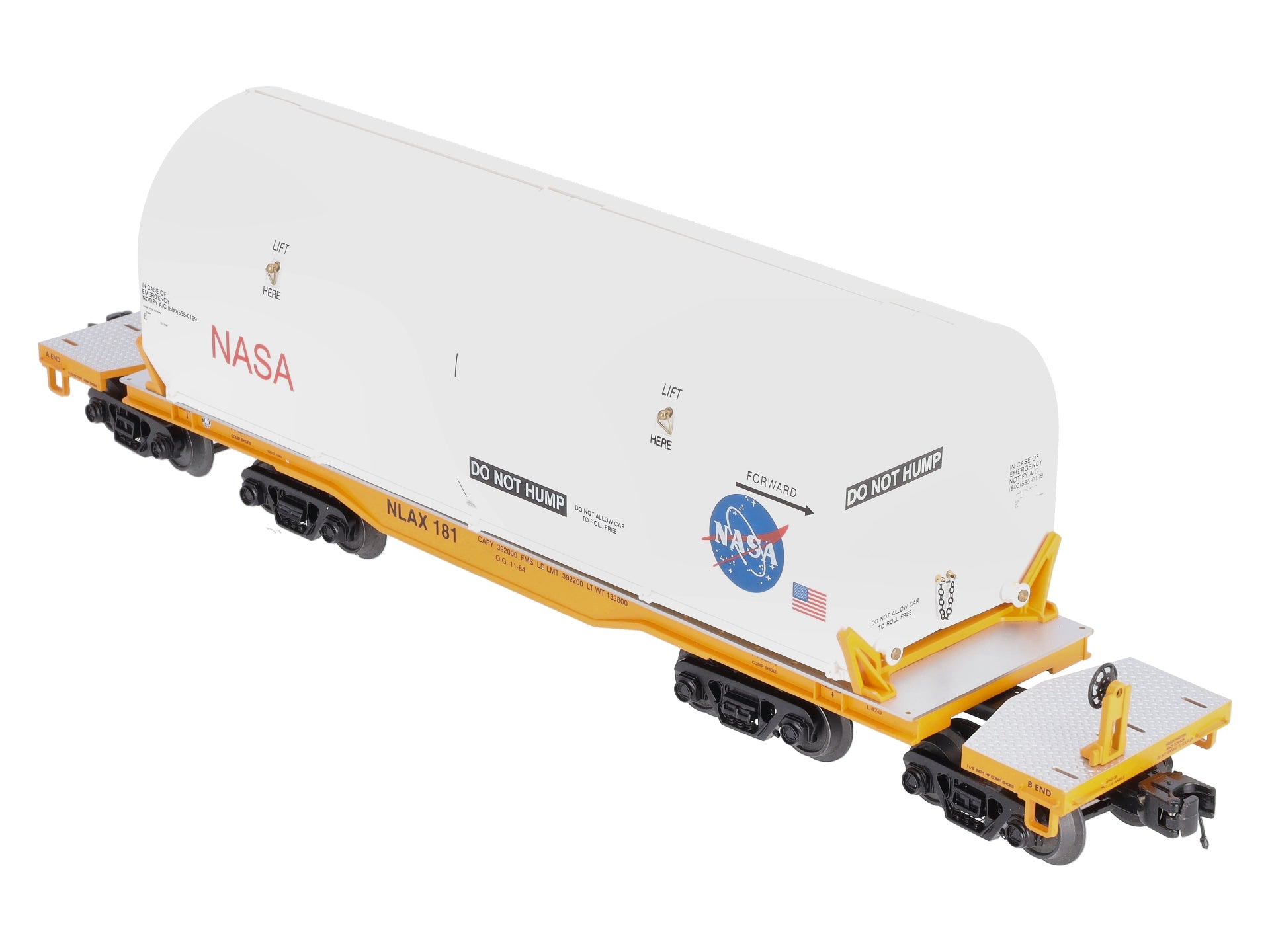 MTH 20-95187 O Gauge NASA Premier 47' TTX Heavy Duty Flat Car with