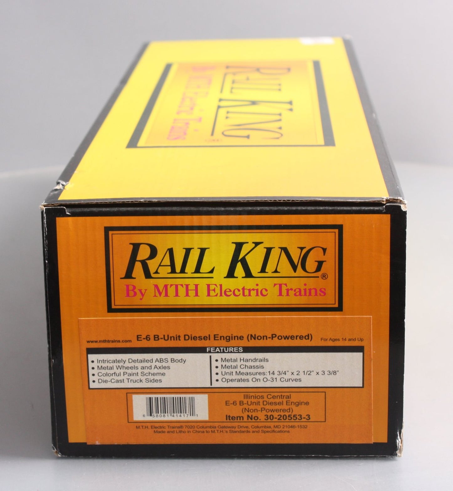 MTH 30-20553-3 Illinios Central E-6 B Unit Non-Powered DIesel Engine #4097