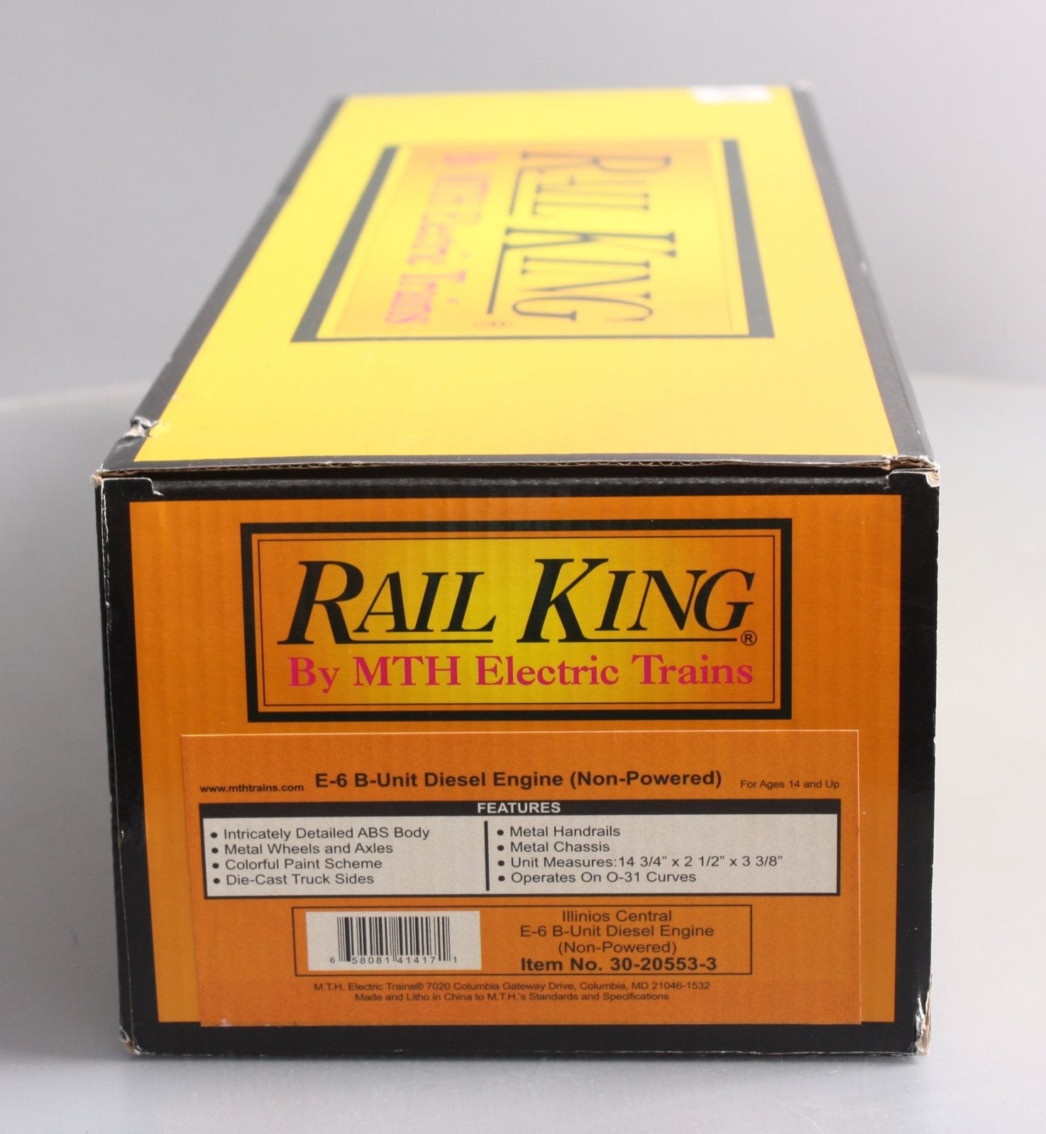 MTH 30-20553-3 Illinios Central E-6 B Unit Non-Powered DIesel Engine #4097