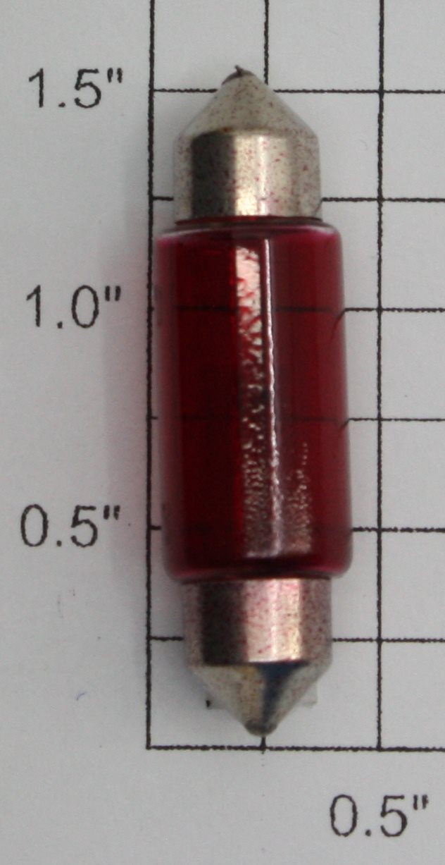 Lionel 3423R 12V 5W .42A 4CP 13 x 37mm Red T-4 Festoon Cap Light Bulb