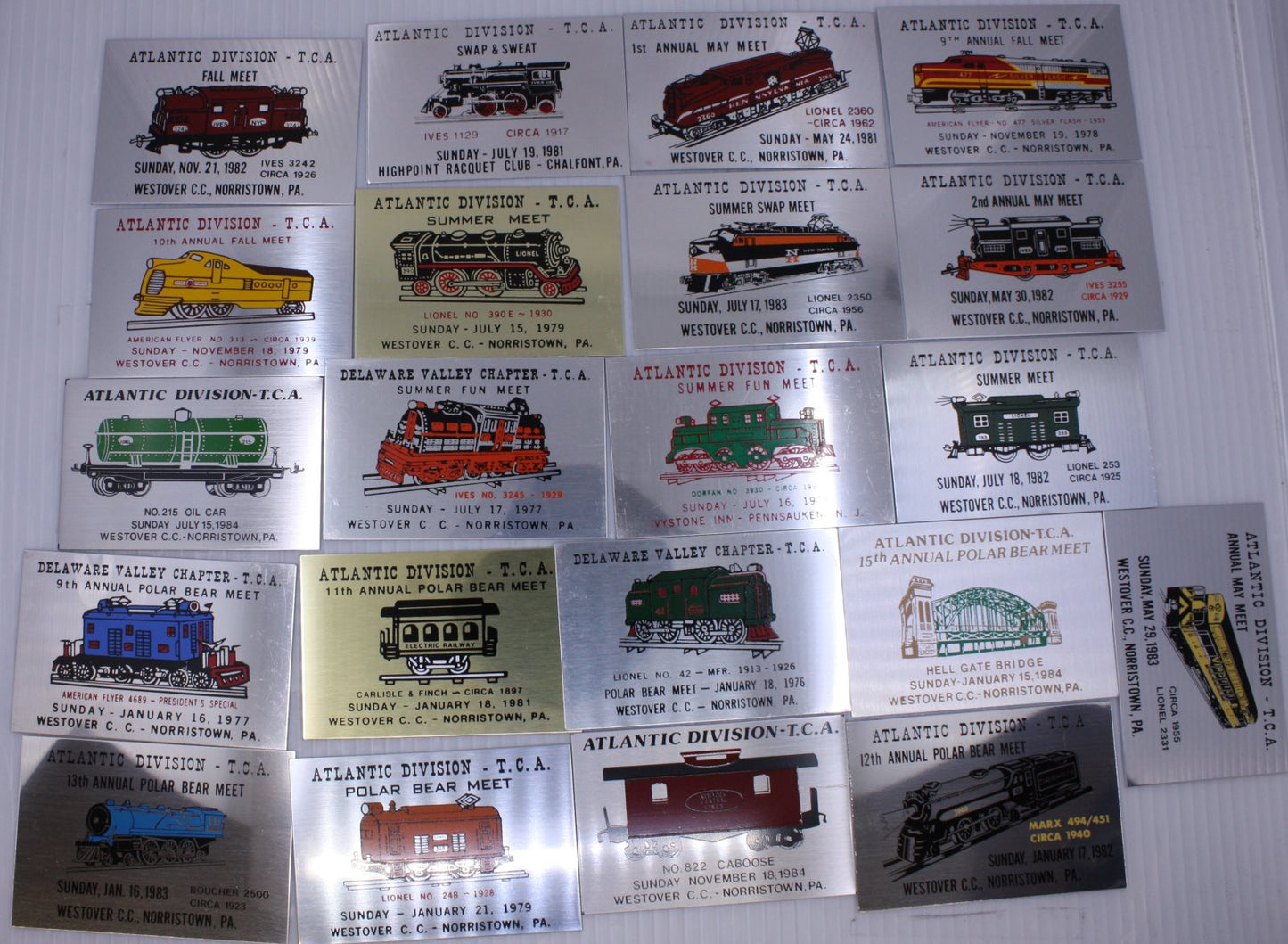 Lionel 21 Atlantic Division TCA Aluminum Train Meet Plates (Set of 21)