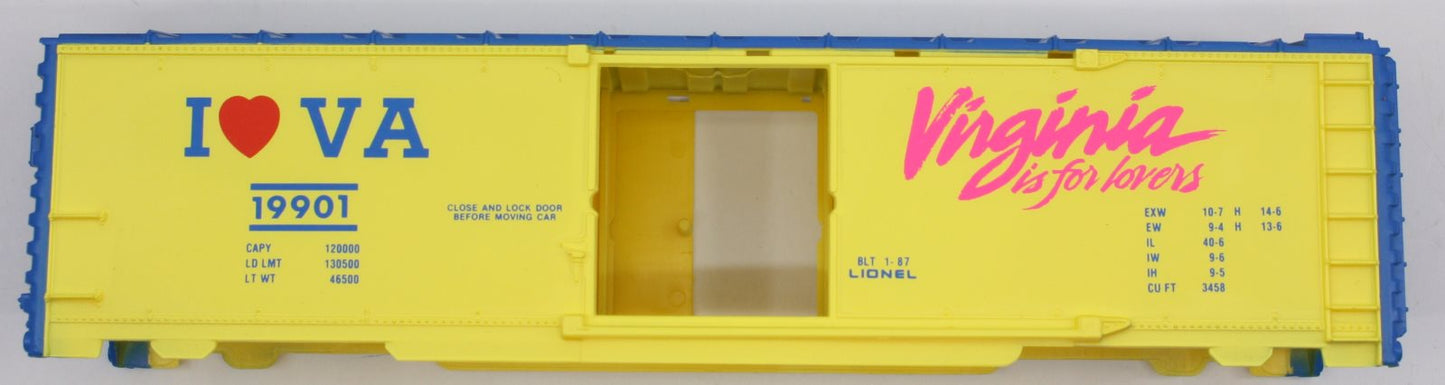 Lionel 9901-3 "Virginia is for Lovers" Boxcar Shell Only Missing 1 Door