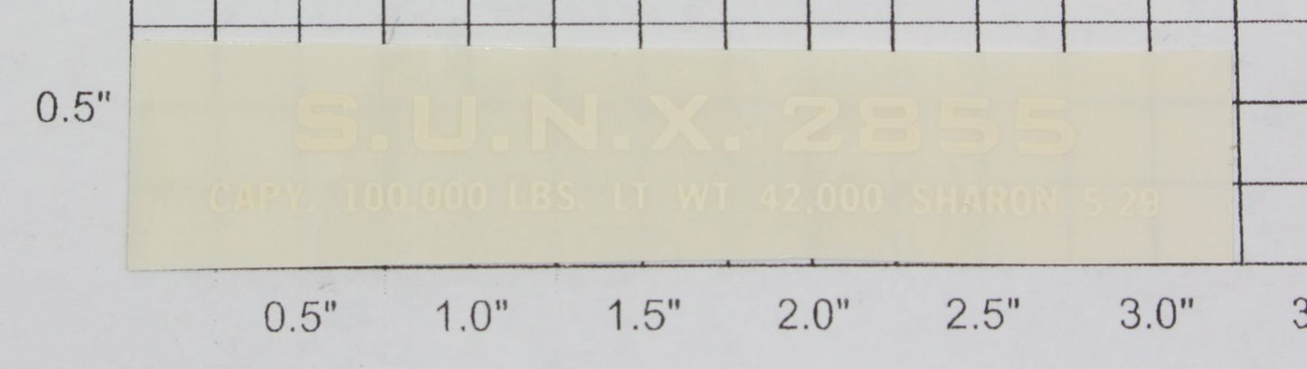 Lionel 2855-10 Cream Lettering S.U.N.X. Sticker Decal