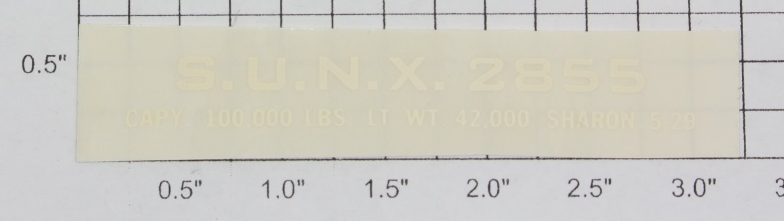 Lionel 2855-10 Cream Lettering S.U.N.X. Sticker Decal