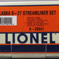 Lionel 6-29041 Alaska Streamline 4-Car Passenger Set NIB
