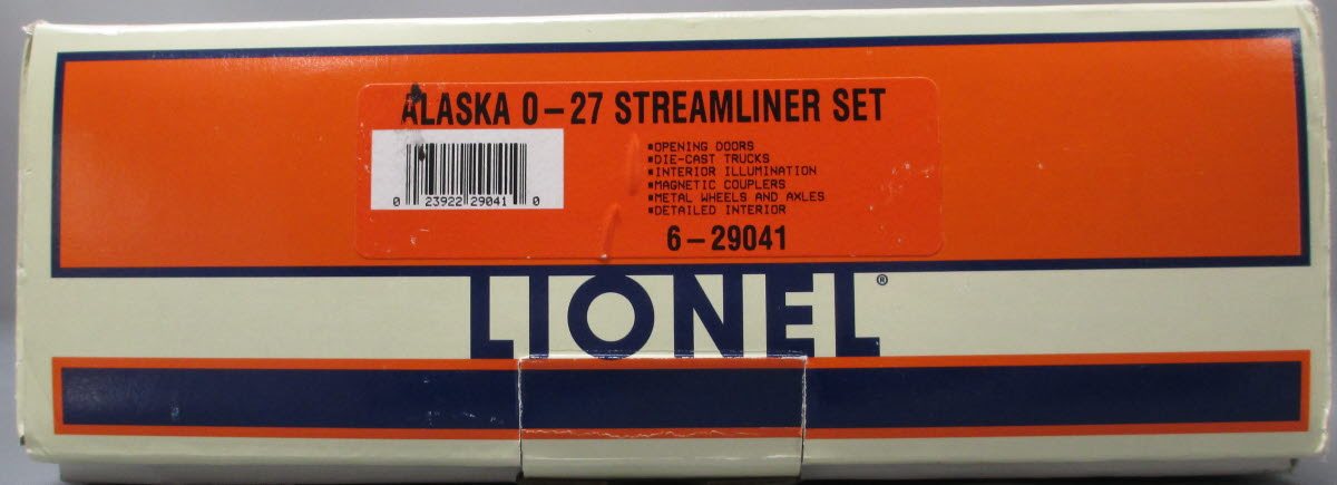 Lionel 6-29041 Alaska Streamline 4-Car Passenger Set NIB