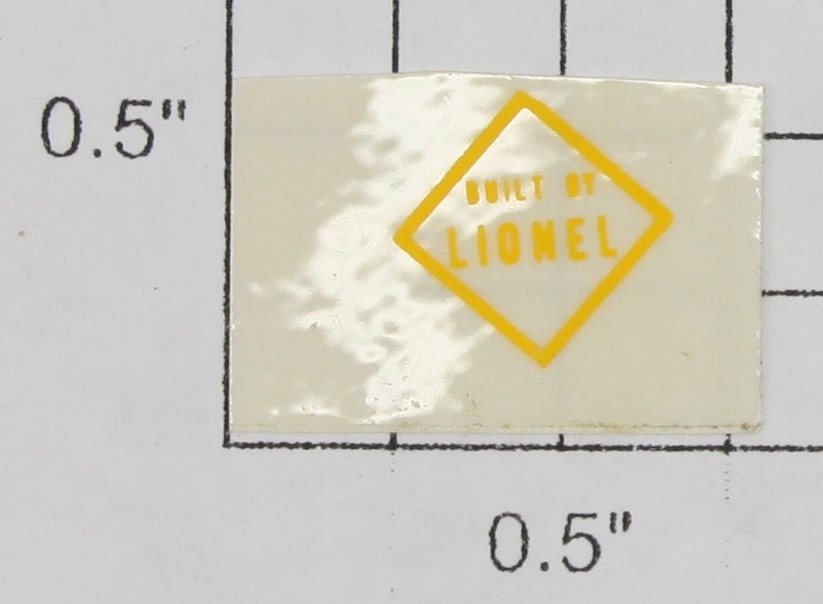 Lionel 2023-16 Bright Yellow Erie "Built by Lionel" Side Car Sticker Decal