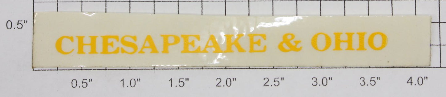 Lionel 624-3 Yellow Lettering "Chesapeake & Ohio" Decal w/ Adhesive