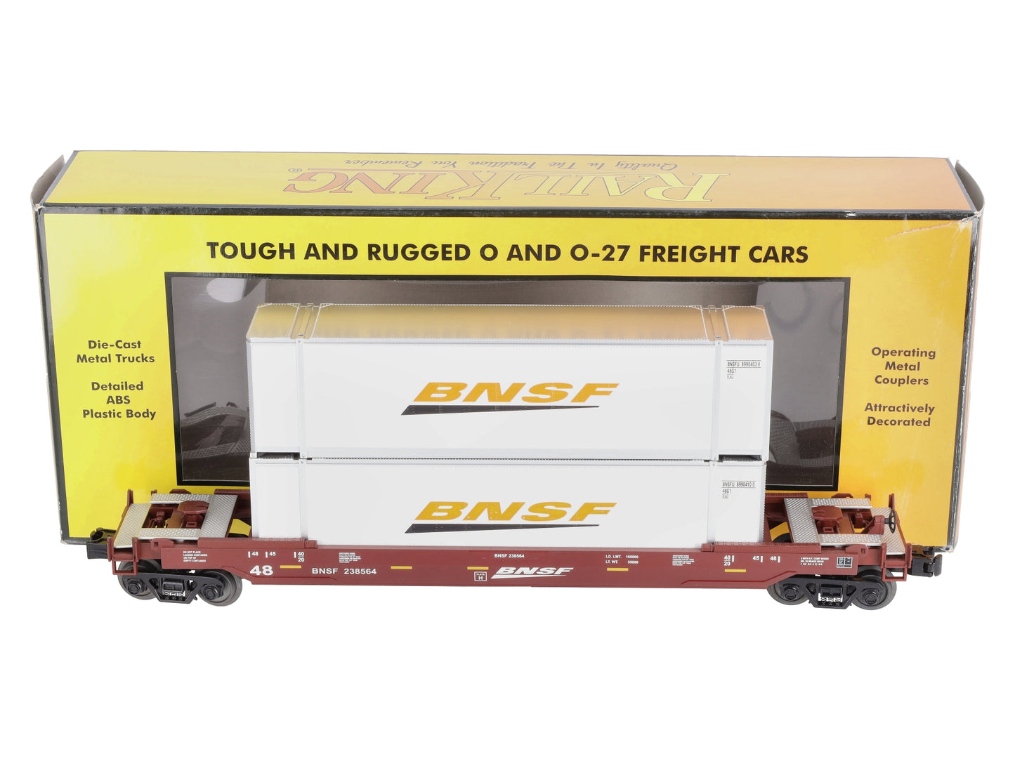 MTH 30-4206B O Burlington Northern & Santa Fe Husky Stack Car #238564 EX/Box
