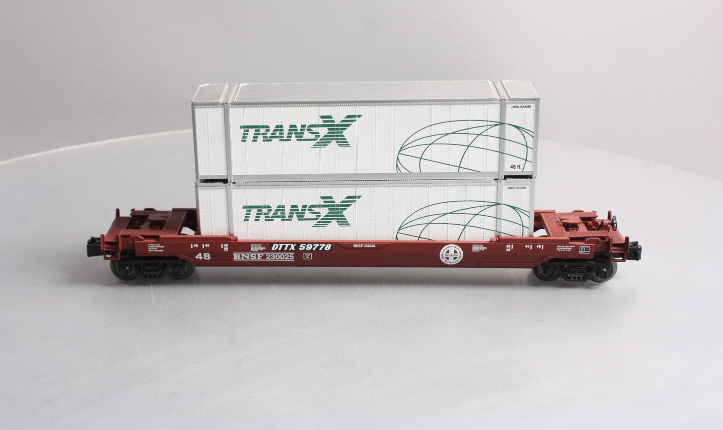MTH 30-76624 O Burlington Northern Santa Fe Husky Stack Well Car w/ Load #230025