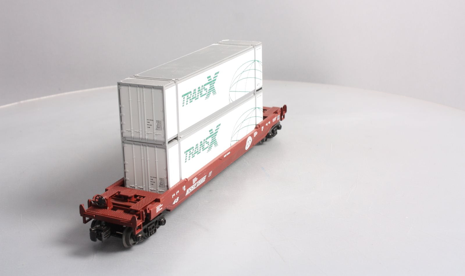 MTH 30-76624 O Burlington Northern Santa Fe Husky Stack Well Car w/ Load #230025