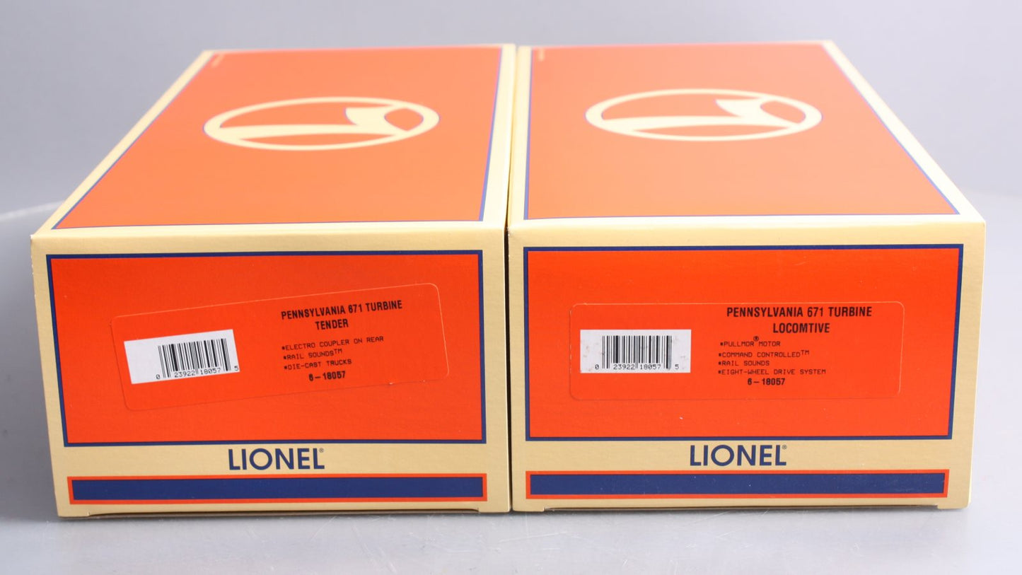 Lionel 6-18057 O Gauge CC PRR S-2 Turbine Steam Locomotive & Tender #671 LN/Box