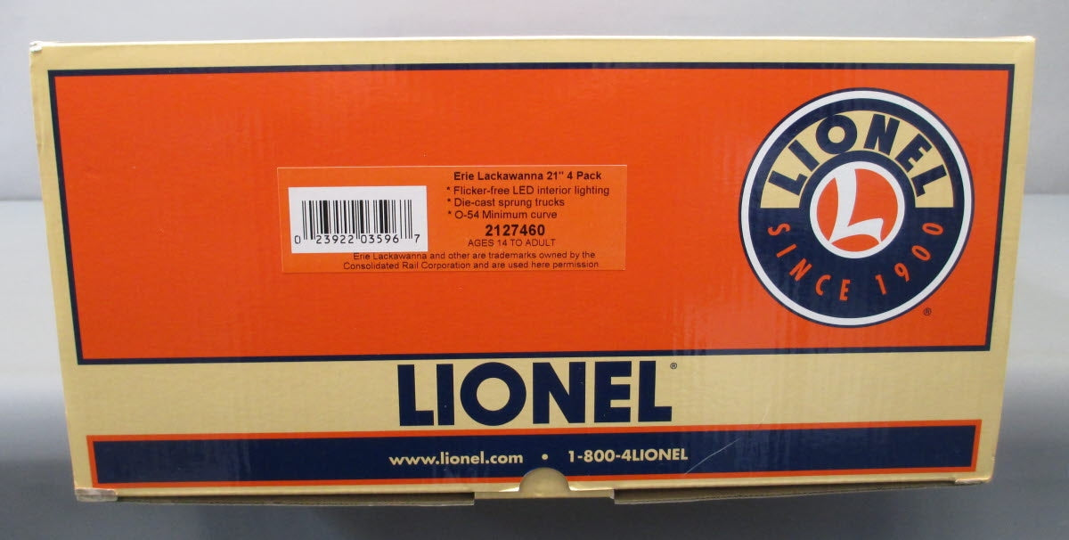 Lionel 2127460 O Gauge Erie Lackawanna 21" Passenger Car 4-Pack LN/Box