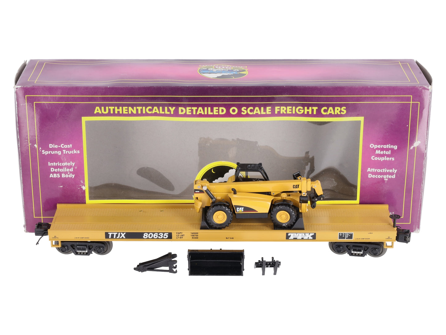 MTH 20-98445 O Gauge TTX Flatcar w/Bucket Loader #80635 LN/Box