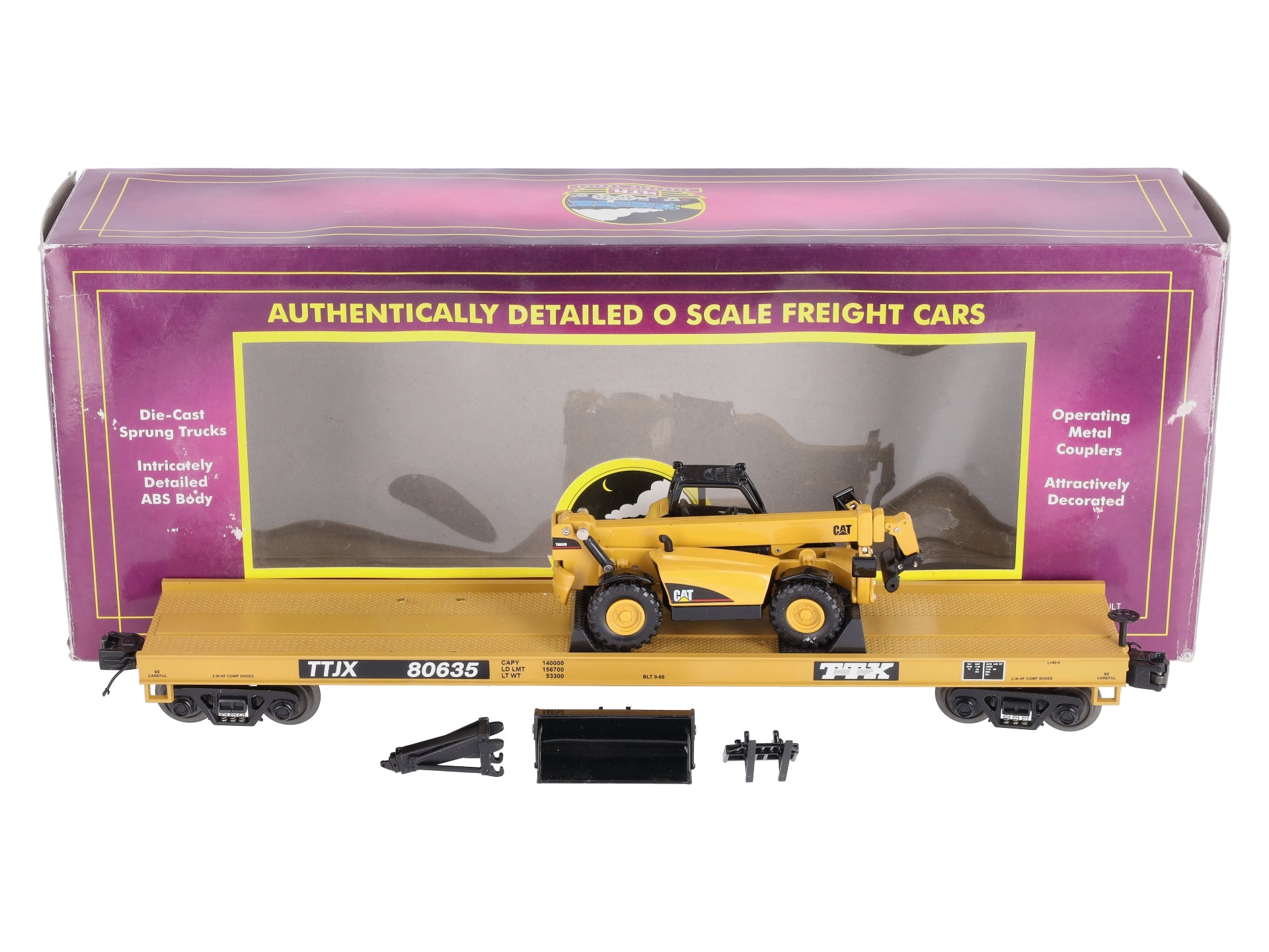 MTH 20-98445 O Gauge TTX Flatcar w/Bucket Loader #80635 LN/Box