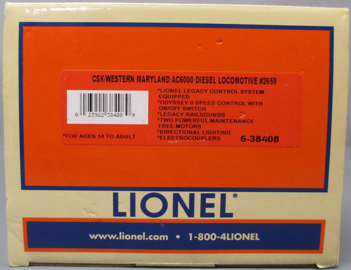 Lionel 6-38408 O Gauge CSX/Western Maryland AC6000 Diesel Locomotive #2659 EX/Box