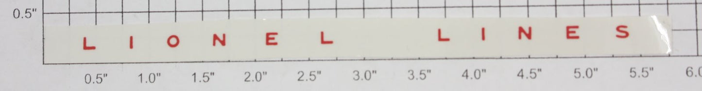 Lionel 2430-1 Red Lettering Clifton "Lionel Lines" Sticker Decal