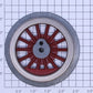 Lionel 400E-95 Red Spoked 2-3/4" Std. Gauge Steam Loco Plain Wheel (6-40 Thread)