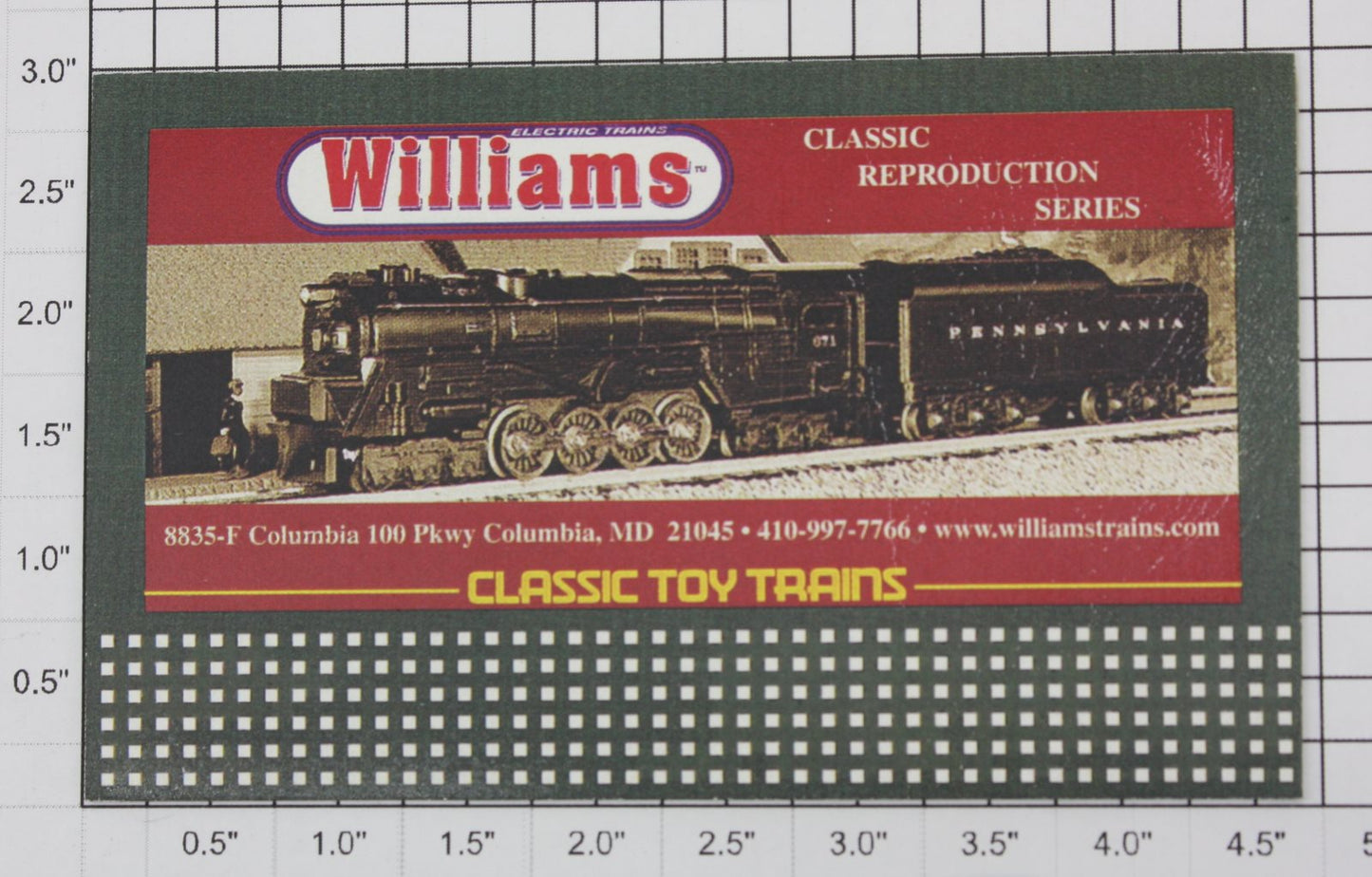 Lionel 310-18 "Williams Electric Trains" Standard Non-Lionel Billboard