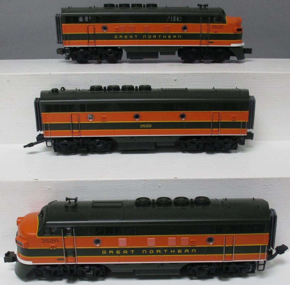 MTH 20-2220-1 O Gauge GN F3 ABA Diesel Engine Set w/PS1 #352-A/352-B/352-C LN/Box