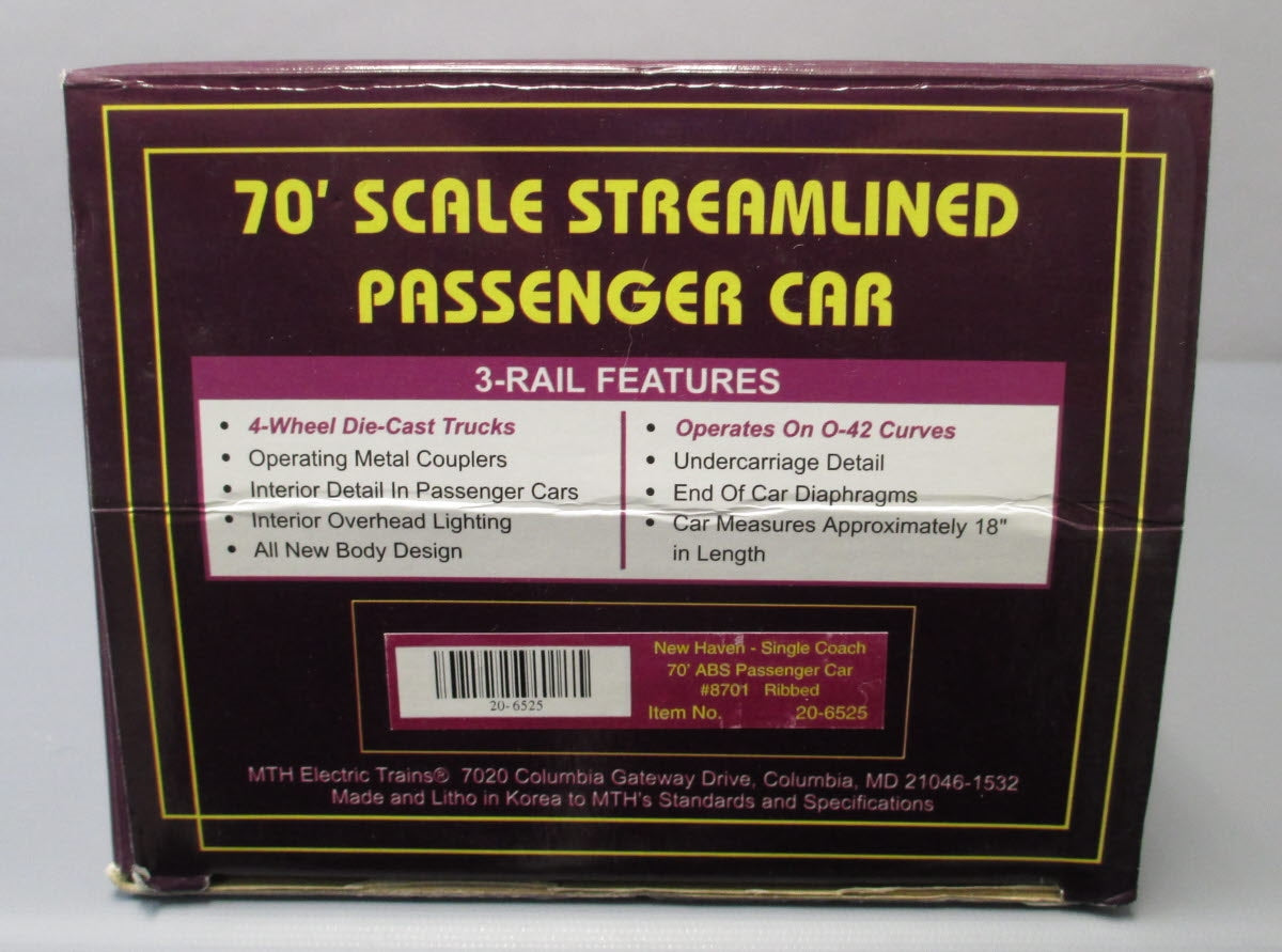 MTH 20-6525 O Gauge New Haven 70‘ ABS Passenger Car #8701 EX/Box