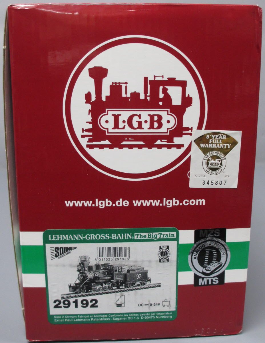 LGB 29192 G Scale Santa Fe 2-6-0 Steam Locomotive & Tender with Sound LN/Box