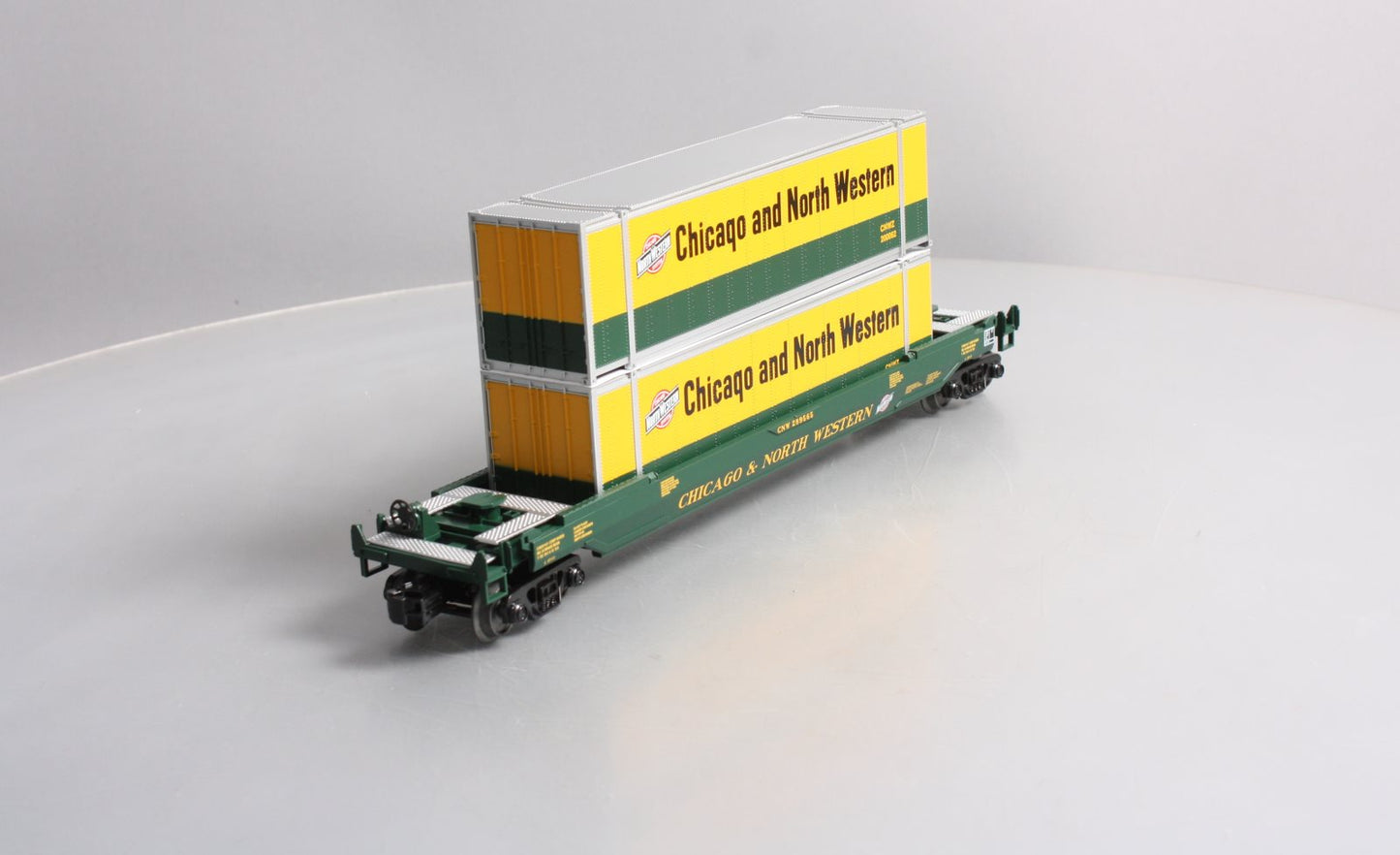 MTH 30-76526 O Gauge Chicago & North Western Husky Stack Car #289565
