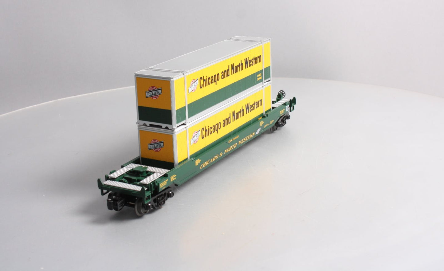 MTH 30-76526 O Gauge Chicago & North Western Husky Stack Car #289565